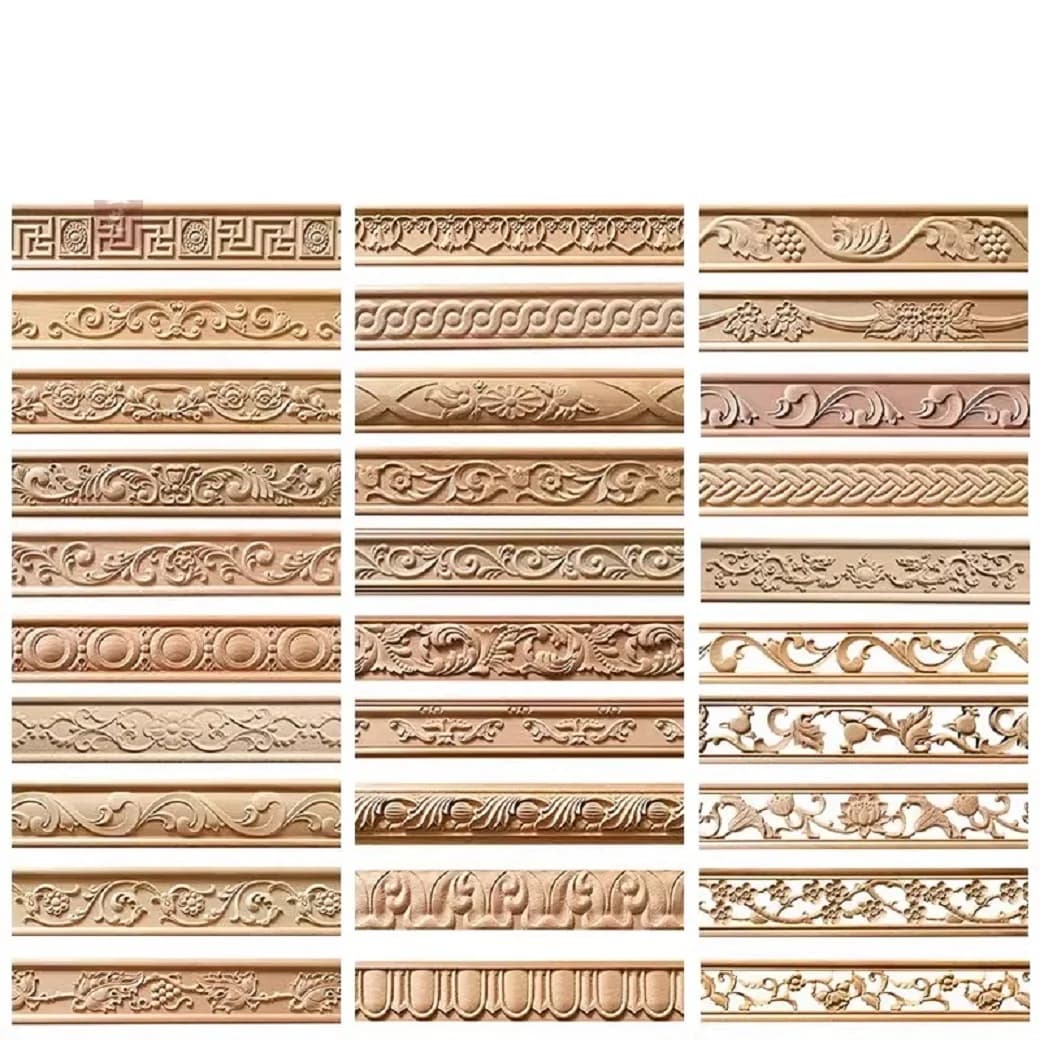 Solid Wood Line Decoration, Natural Beech Wood, European Style Carved Background, Wall Decoration