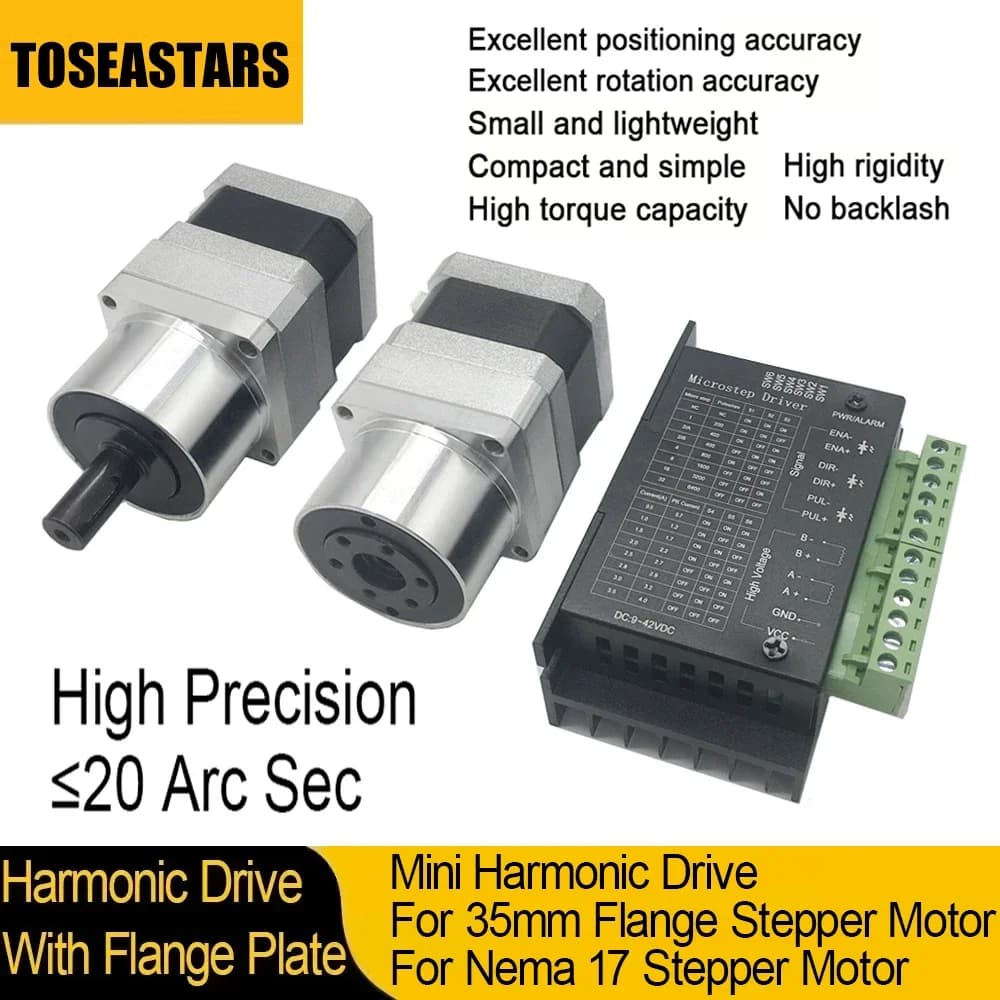 Mini Harmonic Drive For Stepper Motor High-precision Robot Manipulator Arm Joint Rotating Platform Cam Divider 4 Axis DD Motor