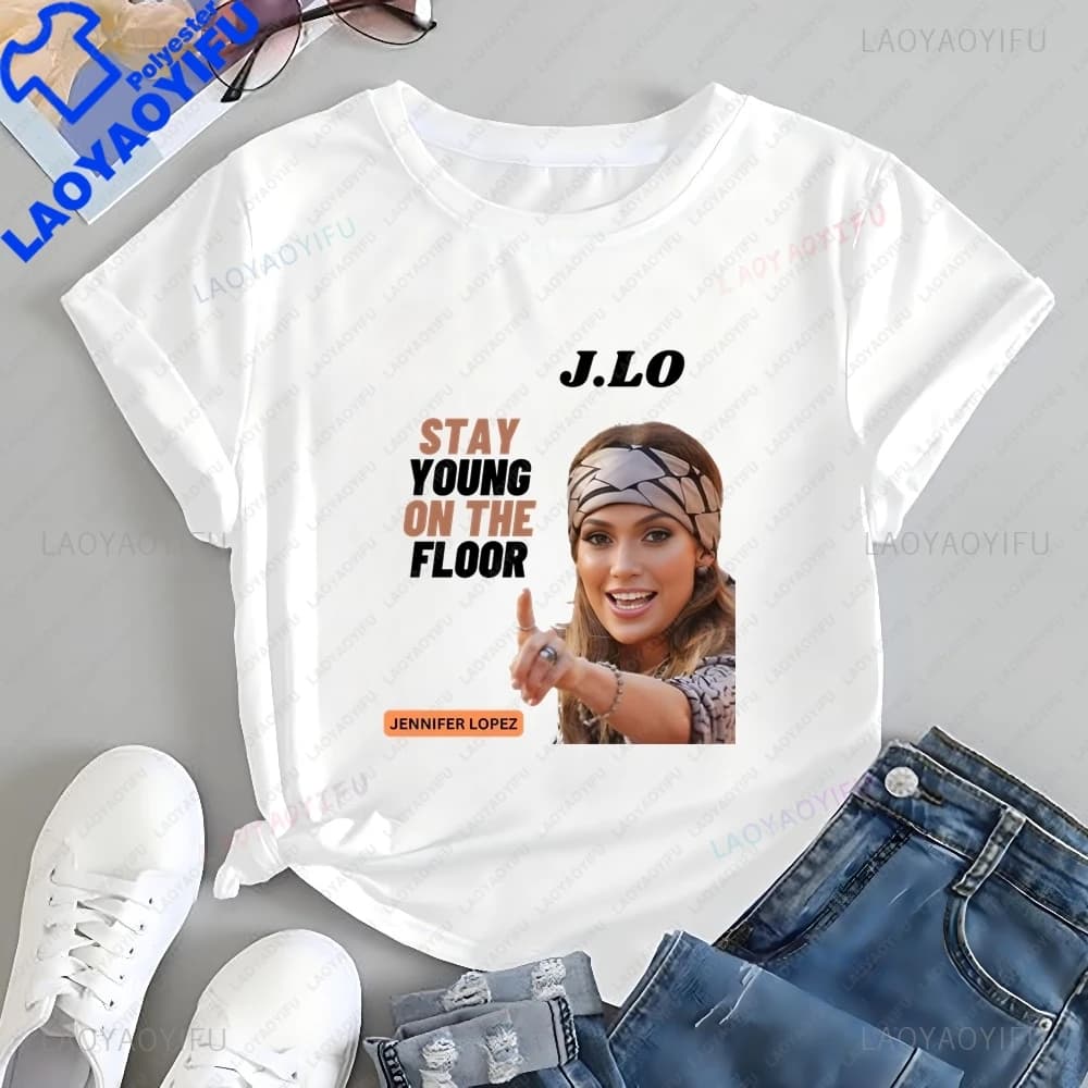 JENNIFER LOPEZ High-end Printed T-shirt Top Neutral Trend Harajuku Short Sleeve Unisex Shirt Graphic Large T-shirt