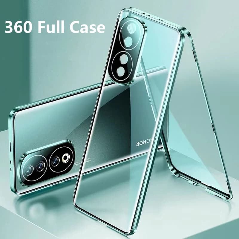 360° Full Protection Magnetic Case For Honor 90 5G, Double-Sided Tempered Glass Clear Cover with Auto Adsorption for Honor90