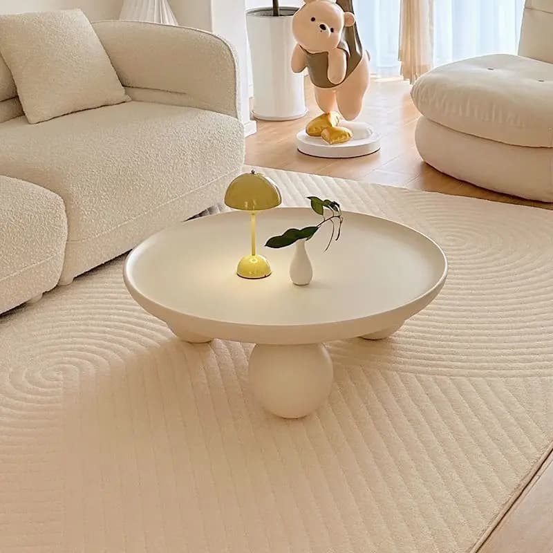 Nordic Combination Bedroom Coffee Table Simple Light Luxury Household Cream Round Side Table Living Room Modern Small Apartment