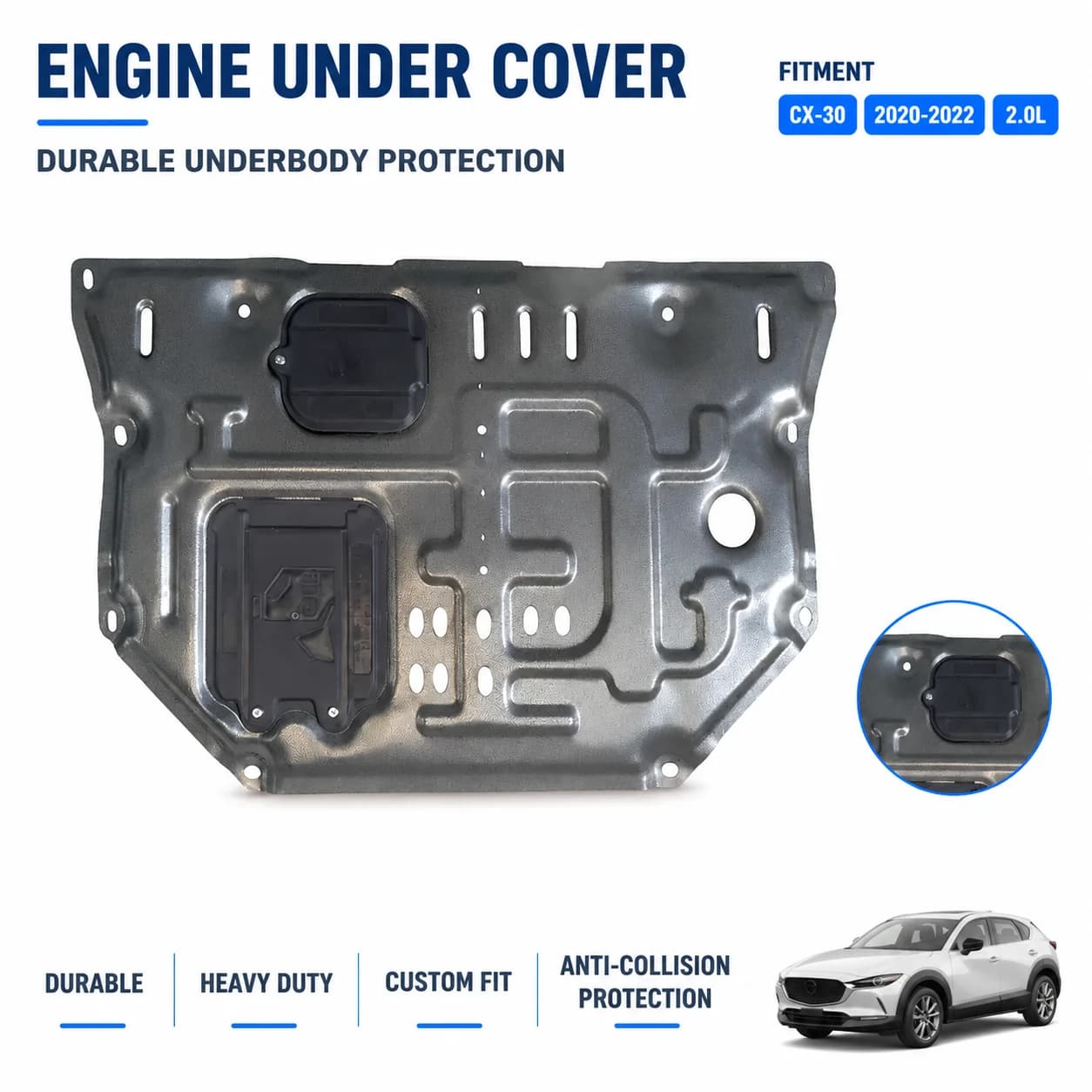 Custom Fit Engine Guard For Mazda CX-30 2020-2022 2.0L Heavy Duty Underbody Protection Anti Collision Design Daily Driving