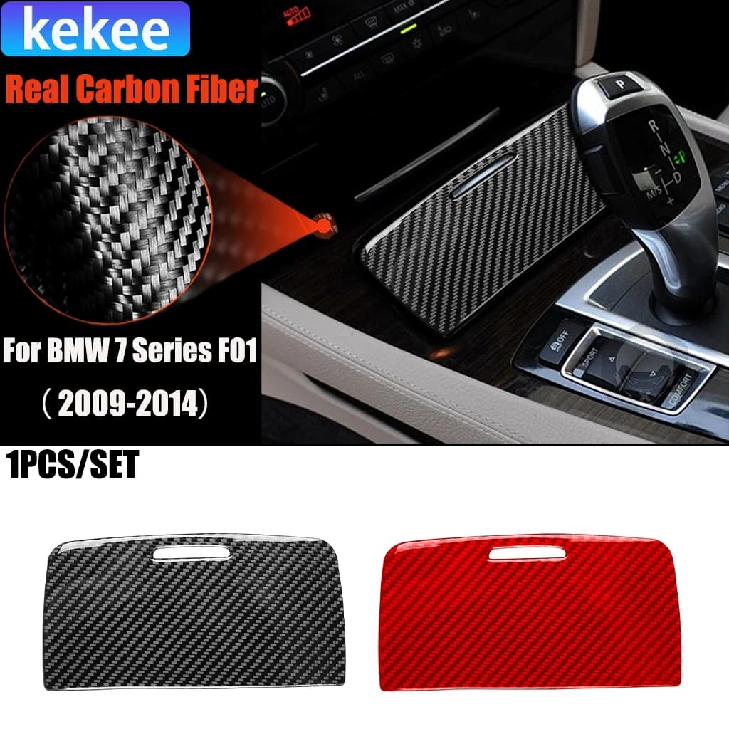 Carbon Fiber Car Accessories Cup Holder Panel Interior Trim Cover Soft Sticker For BMW 7 Series F01 730li 740li 750li 2009-2014