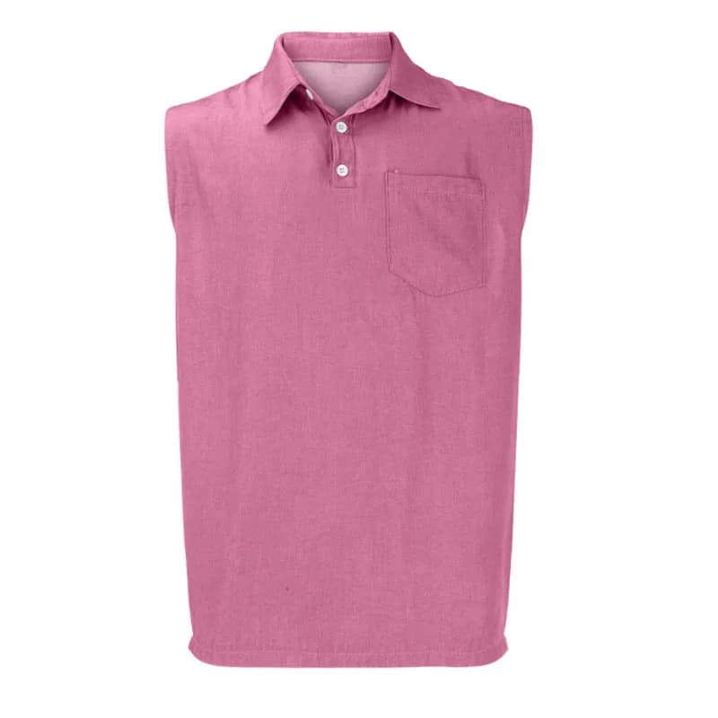 2026 New Men's Multi Colored Sleeveless T-shirt, Youth Casual Trend, Lapel One-piece Summer Fashion Top