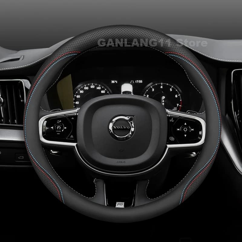 Leather Car Steering Wheel Cover For Volvo XC60 XC40 XC90 S40 S60 S80 S90 Covers For Covers Auto interior Volvo s90 Accessories
