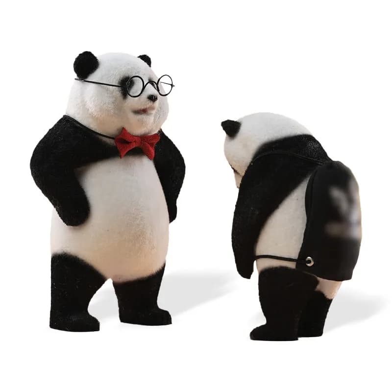 Plant hair panda 2.0 office migrant scene model trend toy figure desktop ornament