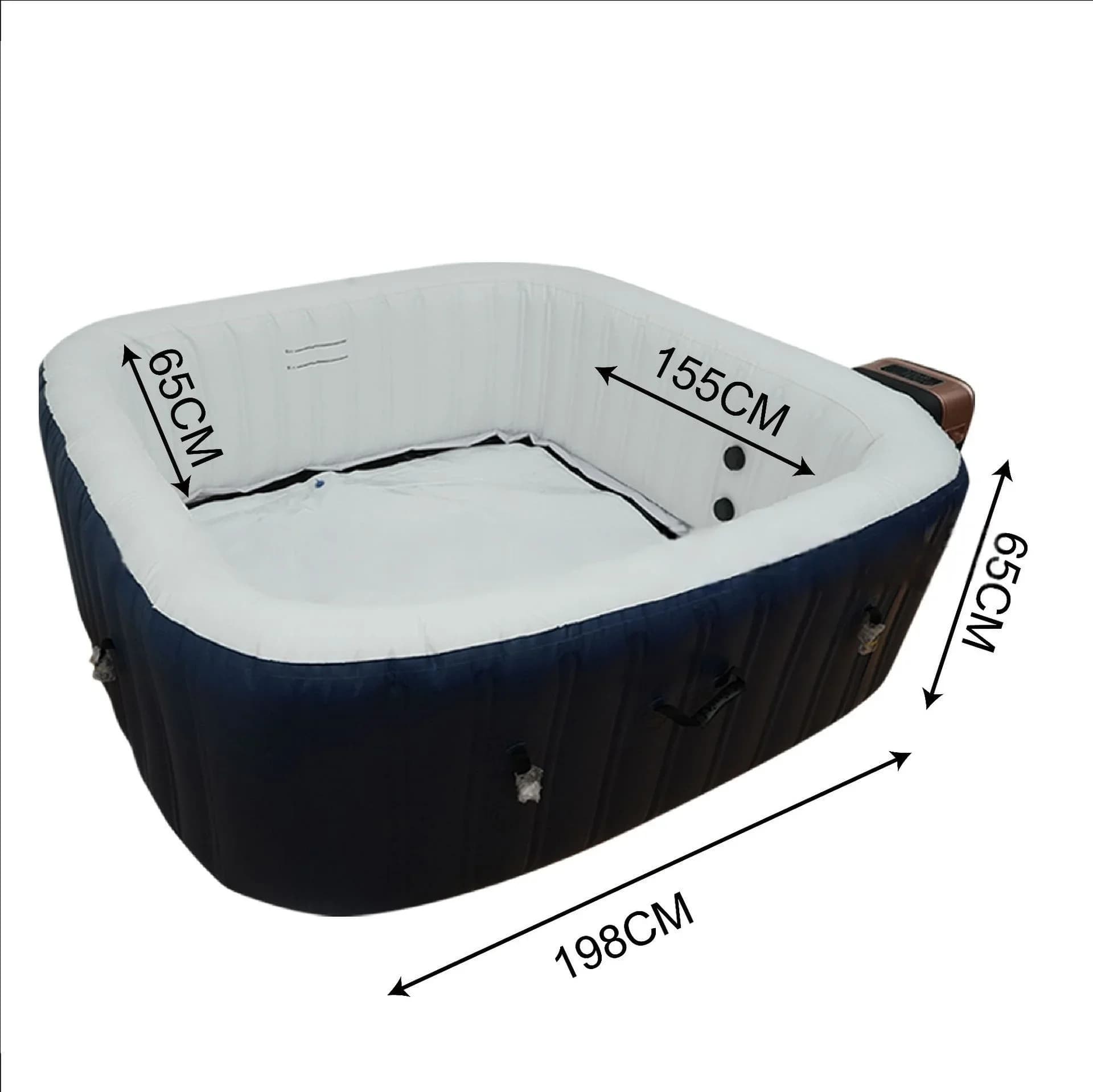 Heated Multi-Person Inflatable Square Bathtub Constant Temperature Wave Bubble Effect PVC Home Spa Cover for Outdoor Family