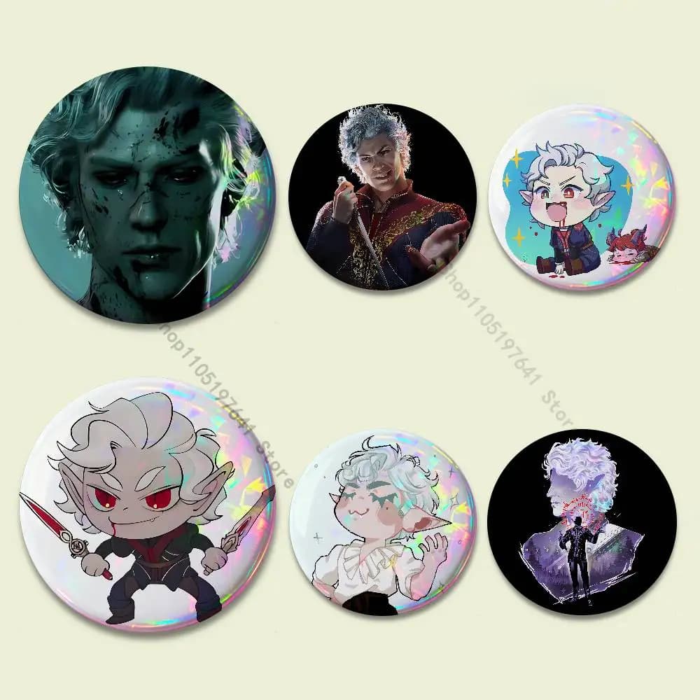 Cool Astarion B-BaldurS G-Gate 3 Badges Button Round Creative Pin Brooch Badge Bag Decor Fans Collect Friends Gifts