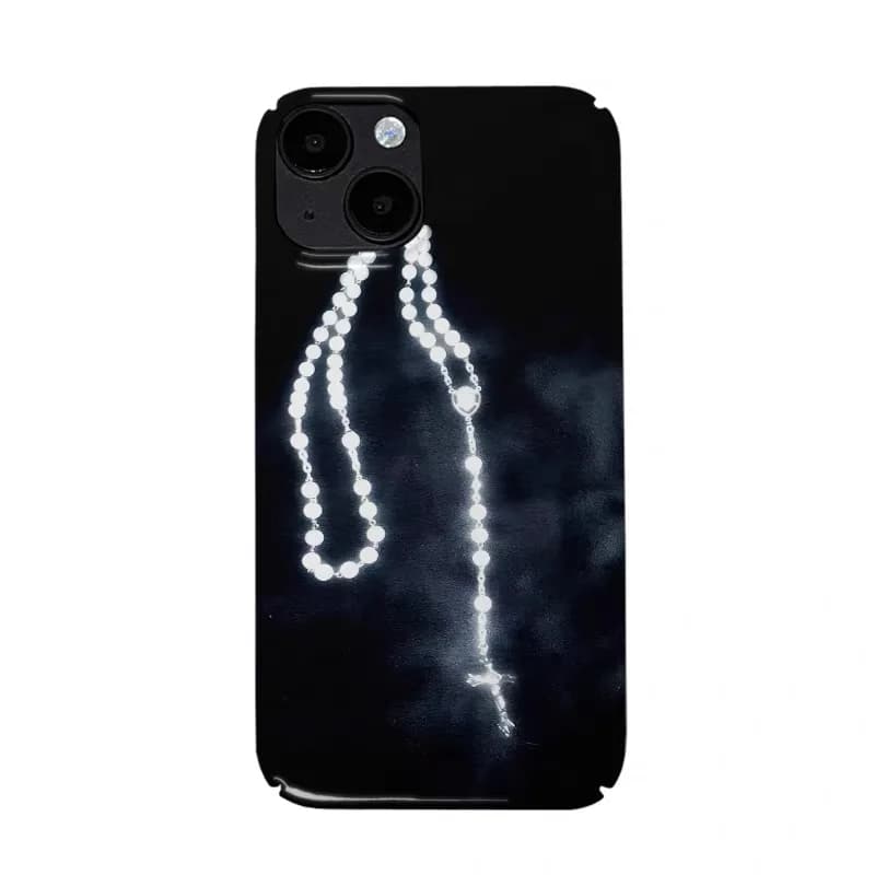 Black Premium Pearl Necklace Art Phone Case for IPHONE 17 Air 16E 15 PROMAX 14 Plus 13 12 MINI 11 16Plus XR Acrylic Phone Cover
