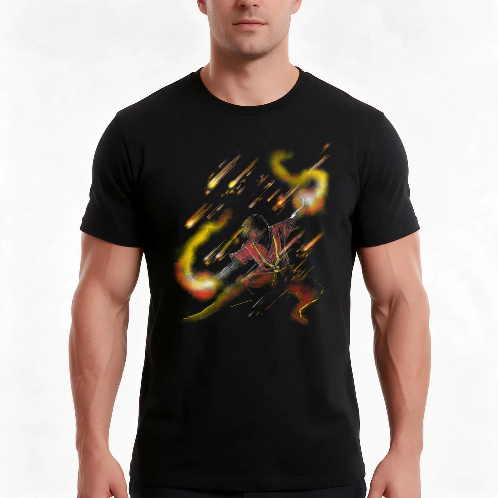 fire dancer T-Shirt, Summer Casual Cotton Tee, Oversized Streetwear Tops, Vintage Graphic Print, Loose Fit Short Sleeve