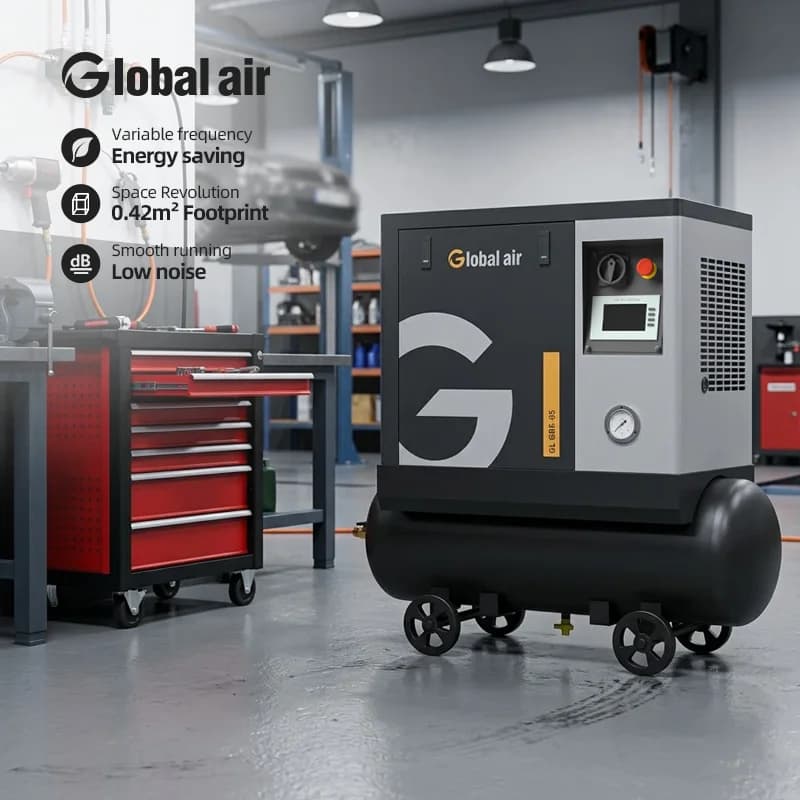 Industrial Belt Driven Screw Air Compressor for Car Workshop Truck Tyre Inflator Pneumatic Spray Gun With Air Tank 380V