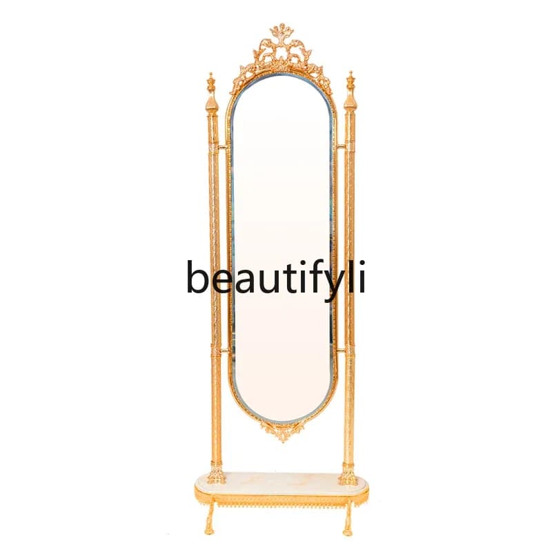 High-end dressing mirror fashionable gold copper gold-plated glass fitting mirror modern