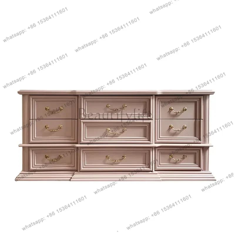 French Solid Wood Nine-chest Cabinet American Simple Living Room Side Cabinet Porch Storage Bedroom Locker