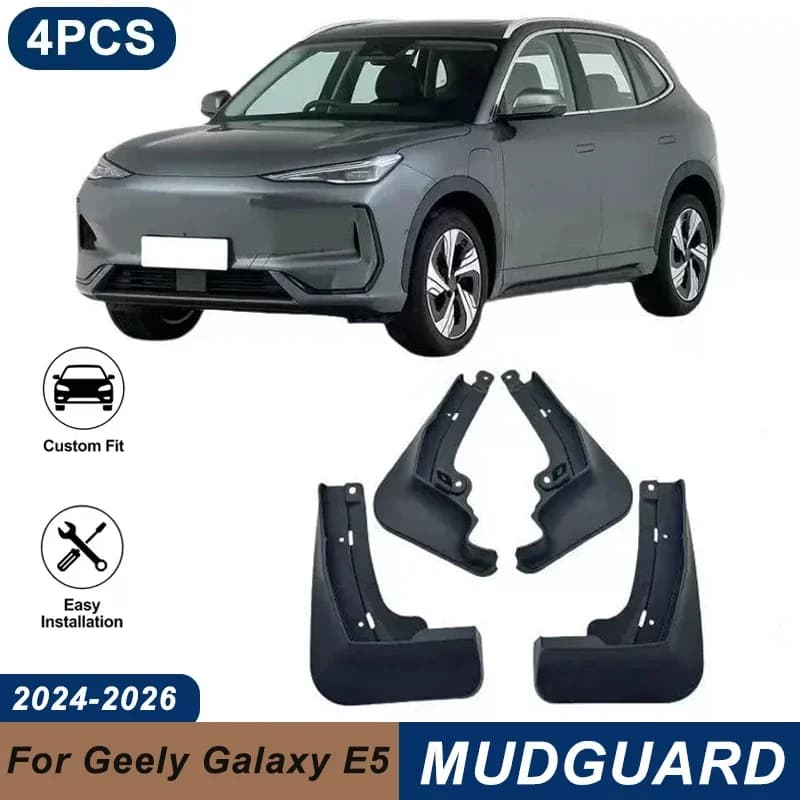 4PCS Car Mud Flaps For Geely Galaxy E5 2024-2026 Waterproof Anti-Splash Fender Mudguards Auto Exterior Accessories