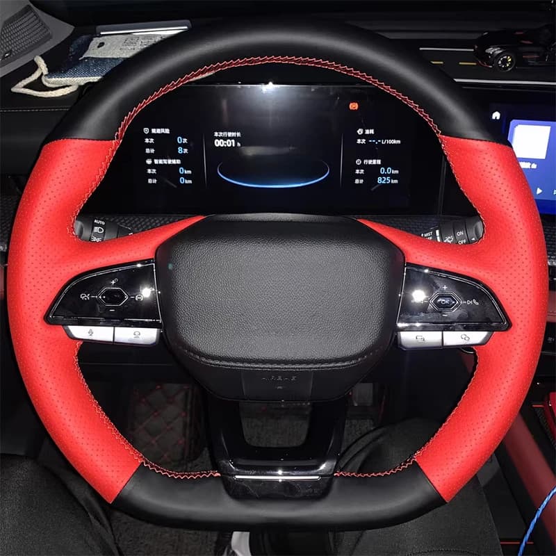 Custom Hand-Stitched Genuine Leather Steering Wheel Cover for 2020-2022 Changan CS75 Plus & 2nd Gen CS75 – Full Wrap Design