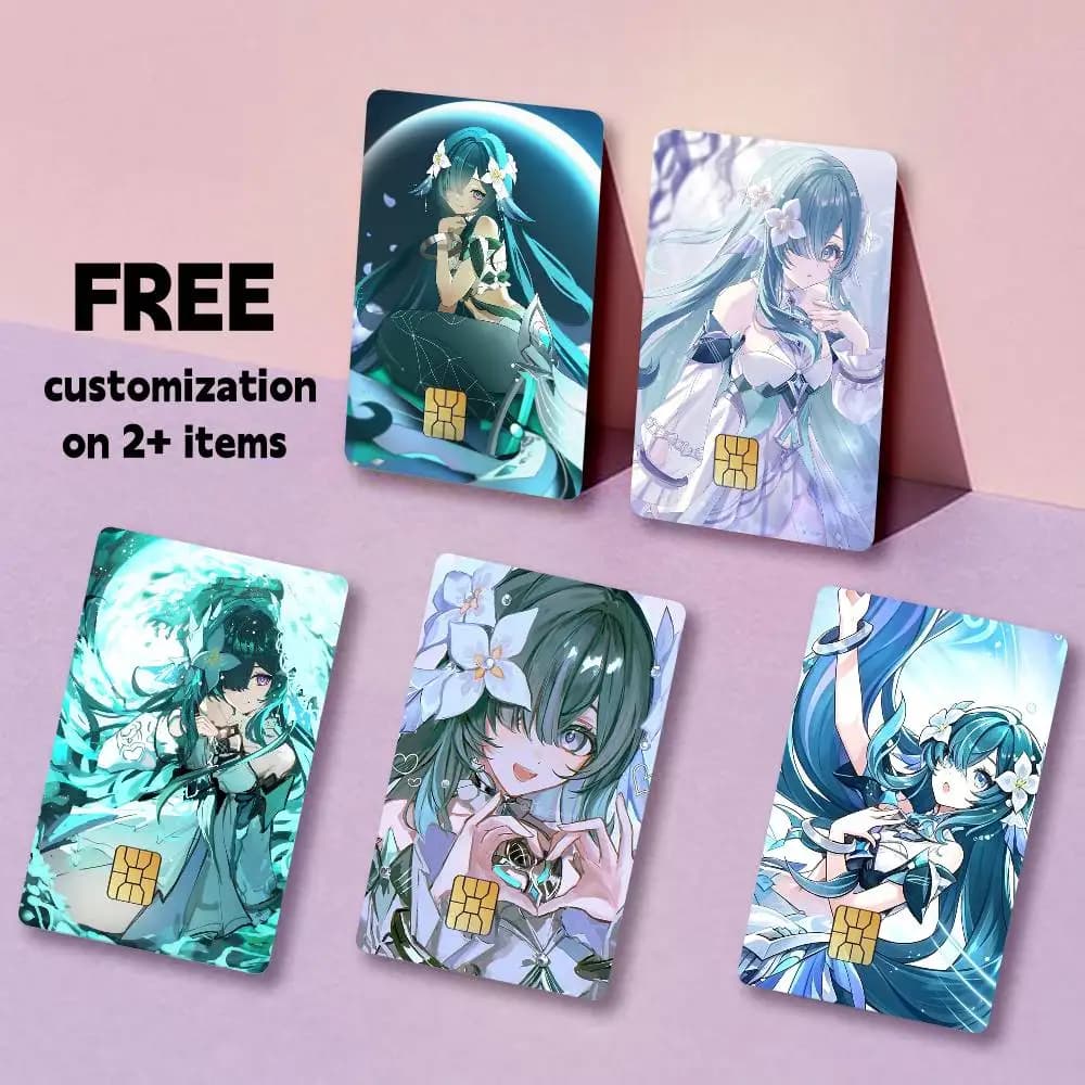Fanart V-Vodyanitsa Genshin Card Stickers for Bank Access Protective Waterproof Film Cover Sticker Gift