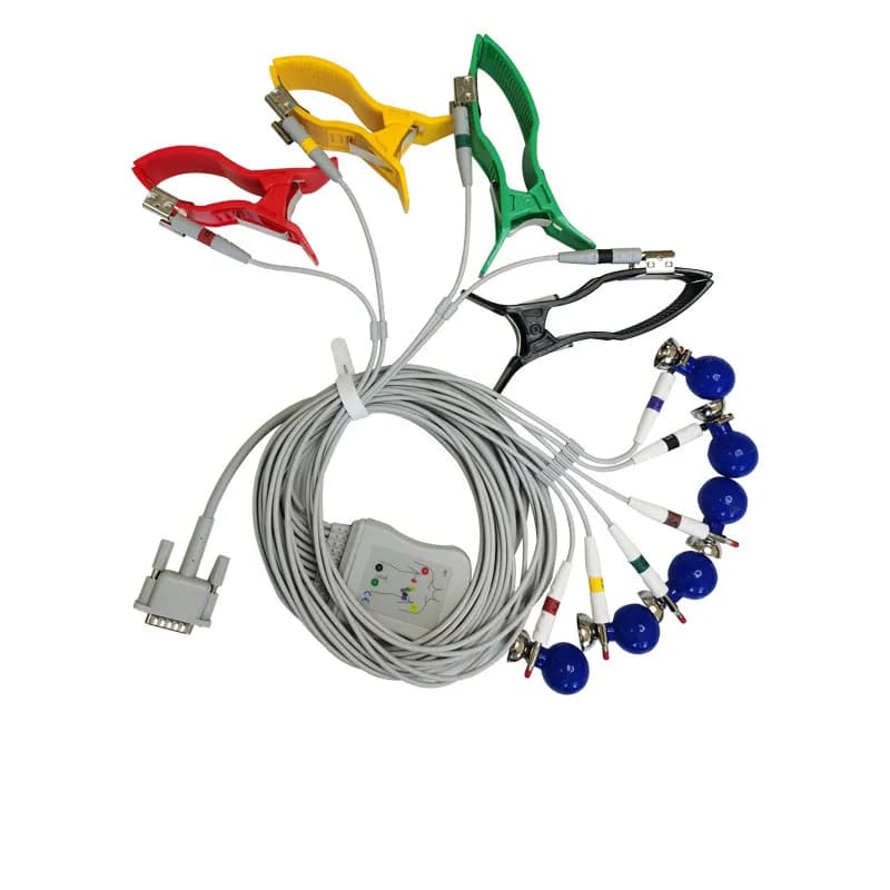 Suitable for TC10 TC20 15-pin Electrocardiograph Machine Twelve-lead Wire Set with Suction Ball Limb Clip