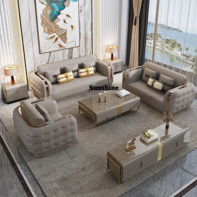 Luxury Fancy Living Room Sofa Genuine Leather Designer Italian Sofa Loveseat Single Canape Salon De Luxe Apartment Furniture