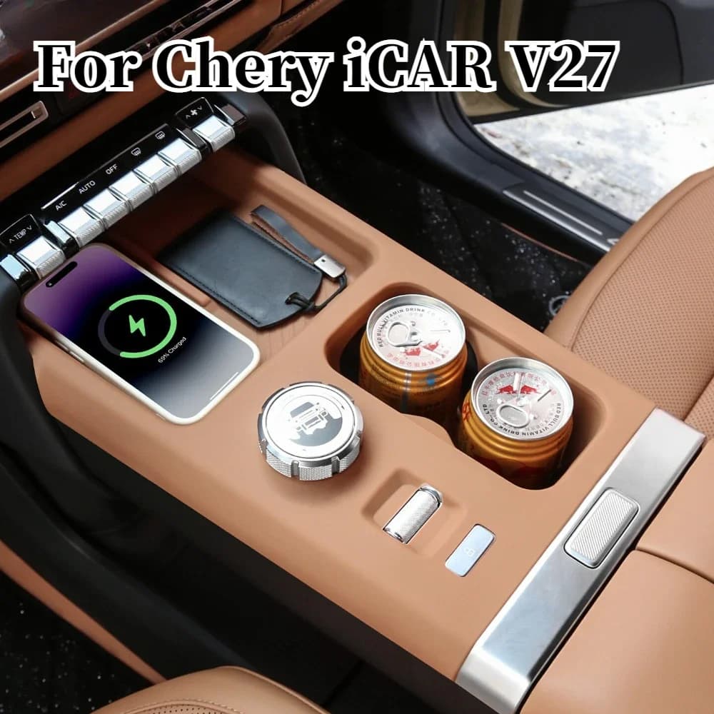 For Chery ICAR V27 Silicone Central Control Panel Full Coverage Protective Pad Cup Holder Wireless Charging Anti Slip Mat
