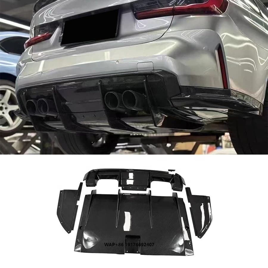 RSC Style Dry Carbon Fiber Rear Diffuser forBMW G80 M3 G82 M4 2021+ Car Rear Bumper Lip Diffuser Lower Board Splitter Bodykit