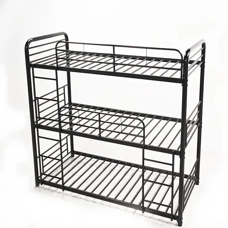 Factory Price Triple Bunk Bed Trundle Space-Saving Metal Design Extendable Foldable Features for Kids Adults Small Apartments