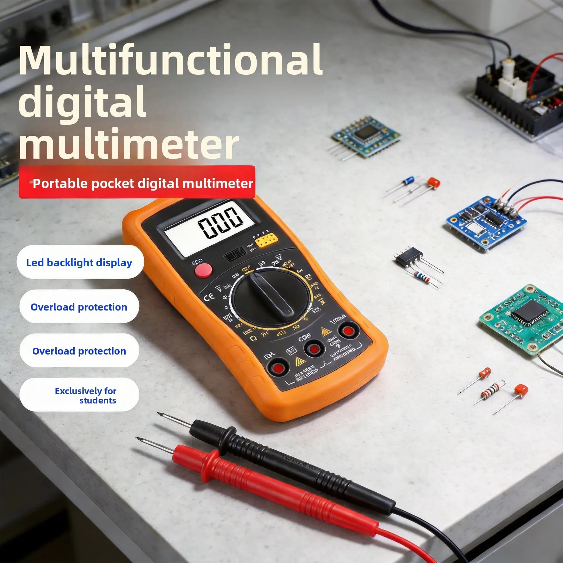 Multifunctional digital universal meter with lamp LED display AC current test meter Universal