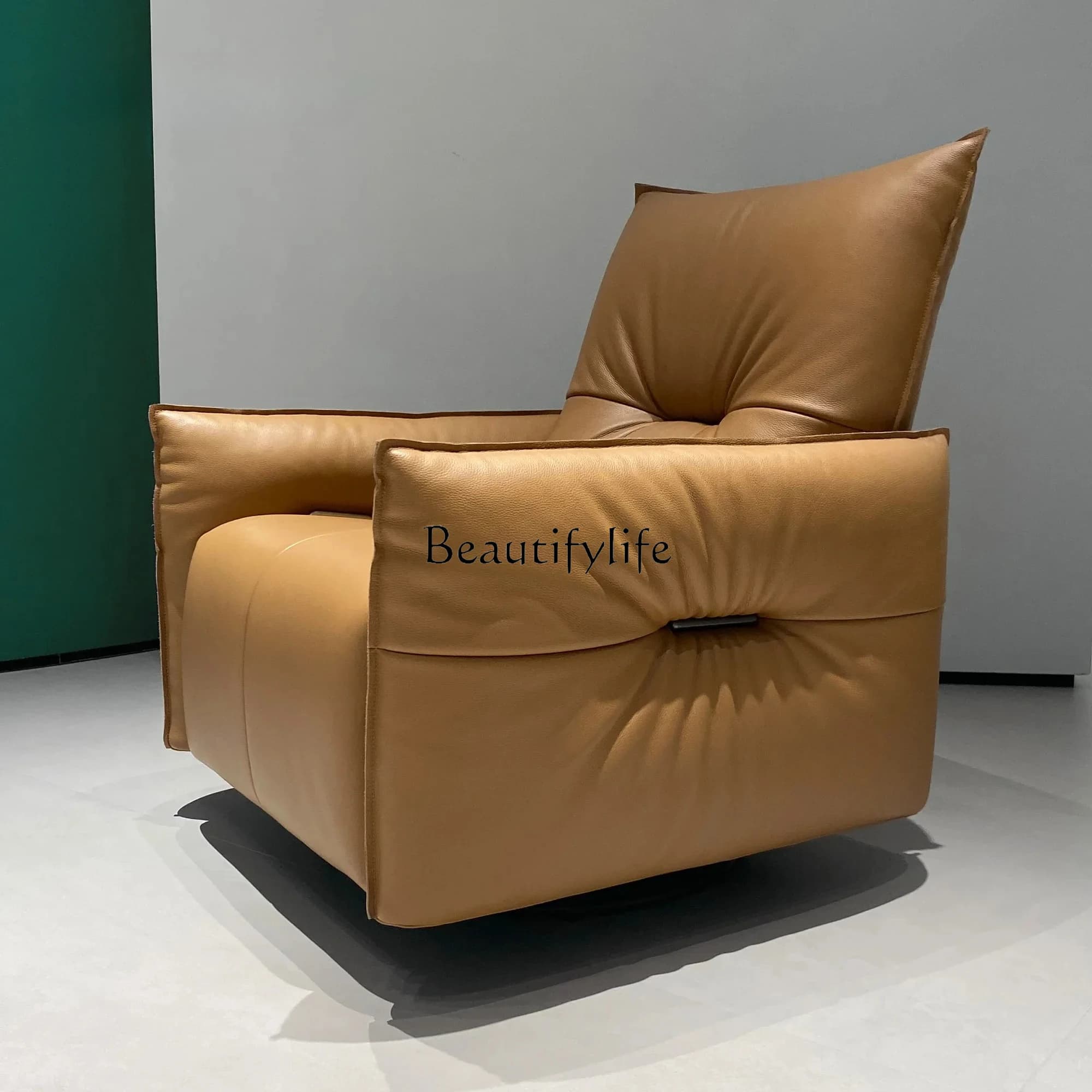 Genuine Leather Electric Functional Recliner Living Room Swivel Lounge Chair Top Grain Cowhide Single Sofa
