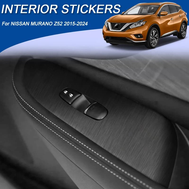 For NISSAN MURANO Z52 2015-2024 LHD Car Carbon Black Interior Sticker Lifting Window Panel Decal Gear Door Protective Film