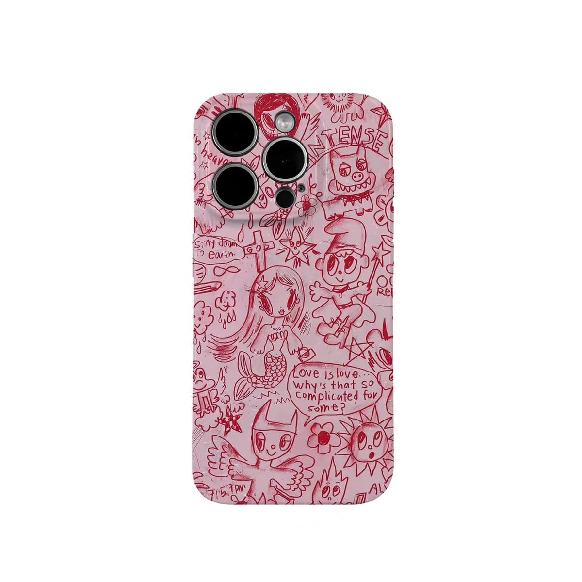 Pink Graffiti Cartoon Character Phone Case for IPHONE 17 Air 16E 15 PROMAX 14Plus 13 12 MINI 11PRO 16Plus XR Acrylic Phone Cover