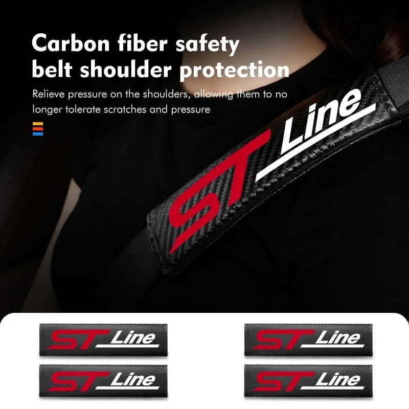 2Pcs Carbon Fiber Seatbelt Shoulder Cover Anti Pressure Protection Pad for Explorer Kuga Mustang Escape EcoSport Focus Fiesta