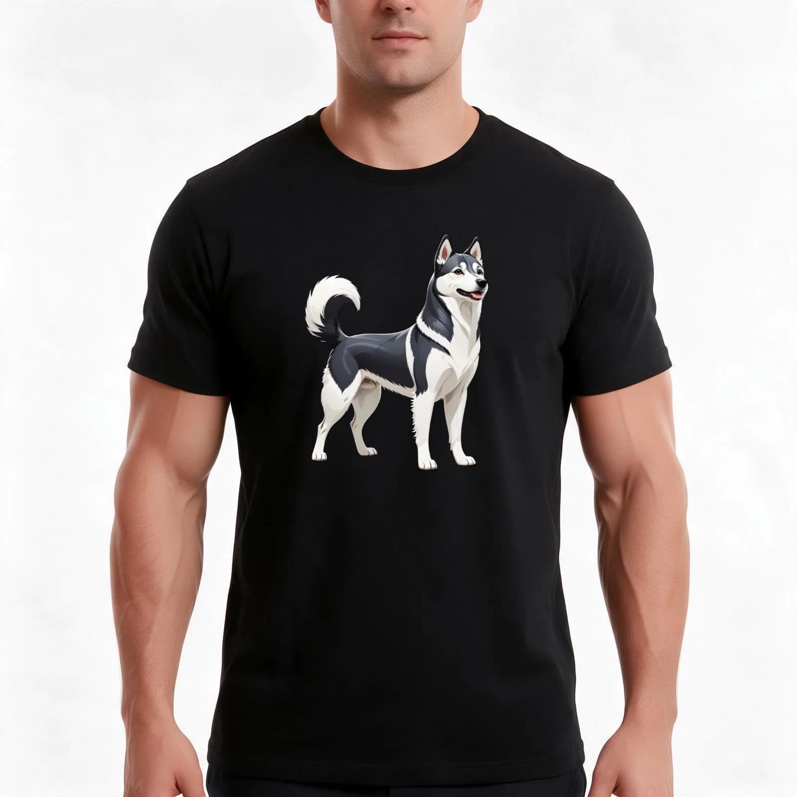 Yakutian Laika T-Shirt, Summer Casual Cotton Tee, Oversized Streetwear Tops, Vintage Graphic Print, Loose Fit Short Sleeve