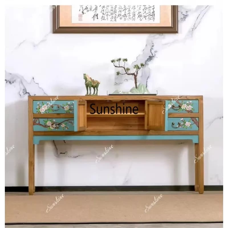Hand painted storage porch strip partition side cabinet