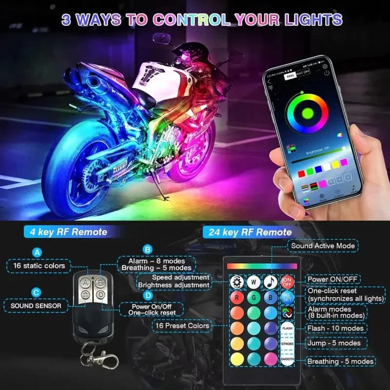 Motorcycle Undercar Engine Accsori // PCS Emitting Diode Multicolor Lights