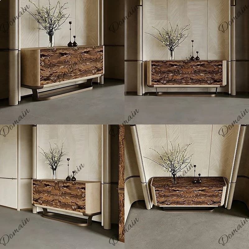 Italian Luxury Entryway Cabinet Villa Living Room Wall Storage Cabinet High-End Sideboard Decor