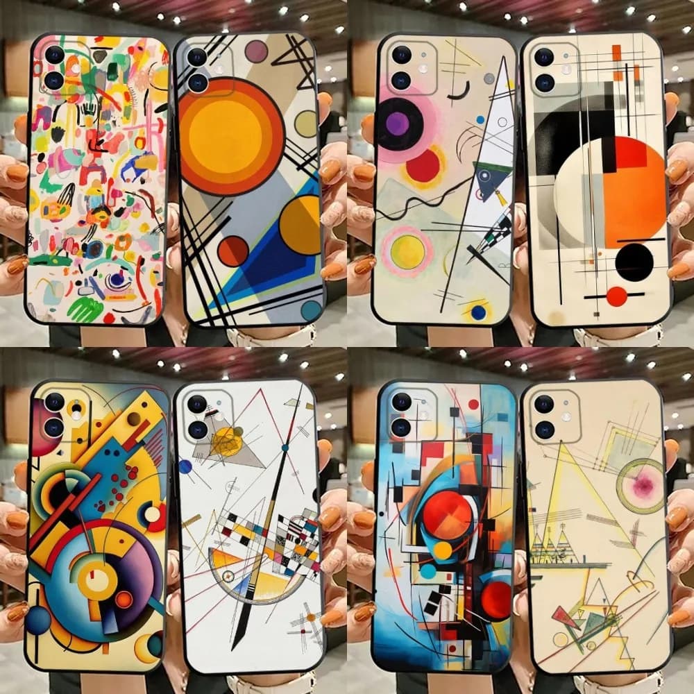 Art Wassily Kandinsky Phone Case For iPhone 15,14,13,12,11,Plus,Pro Max,XS,X,XR,SE,Mini,8,7 Soft Silicone Black Cover