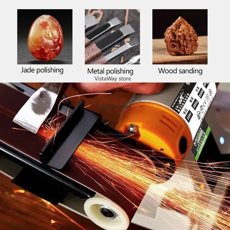 220v New DIY Mini Belt Machine, Multi-Function Desktop Woodworking Metal Grinding Machine, Mini Electric Belt Machine