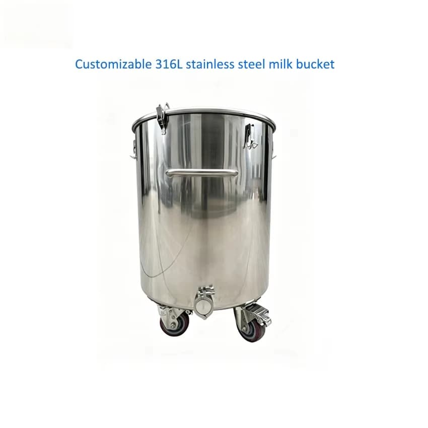 316L Stainless Steel Milk Bucket Mirror Polished Easy Clean Food Grade 1 Year Warranty MOQ 1 PCS for Dairy Farm