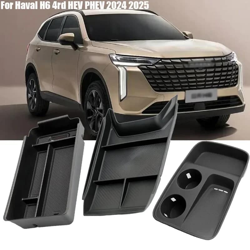 Central Console Storage For Haval H6 4rd 2024 2025 HEV PHEV Armrest Box Center Console Organizer Tray Car Stowing Accessories