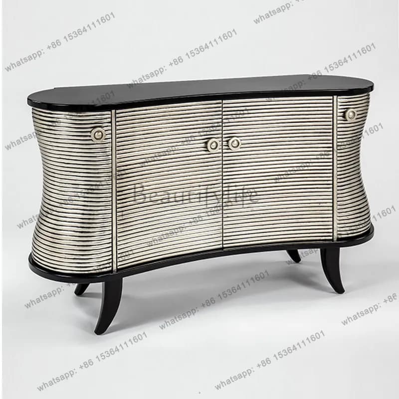 American light luxury solid wood porch cabinet, modern villa high-end storage side cabinet