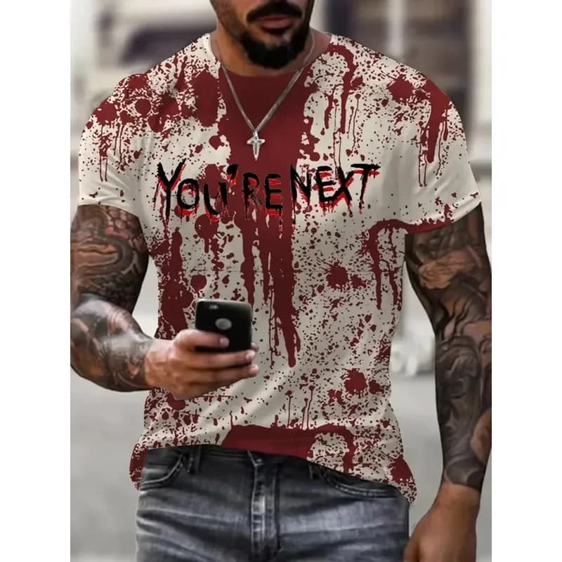 2026 Men's Zombie Graphic T-Shirt for Halloween Costume Featuring 3D Printed Design Modern Fashion Style
