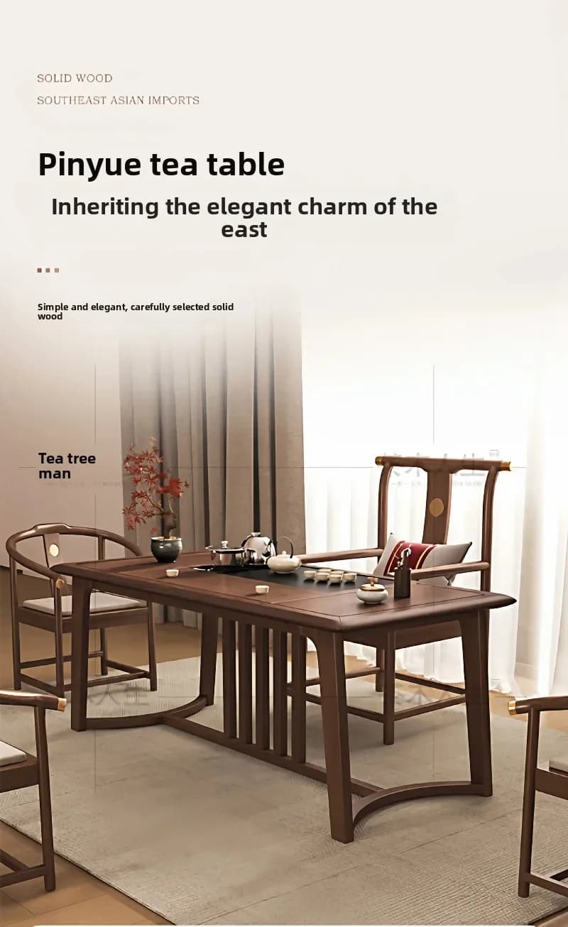 New Chinese Solid Wood Tea Table And Chair Combination Modern Home Living Room Balcony Office Tea Tablel17