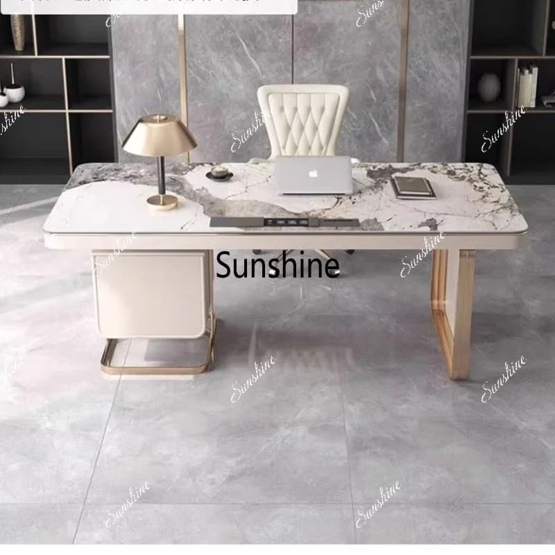 Desk light luxury modern minimalist style high-end rock slab office desk and chair computer designer study writing desk