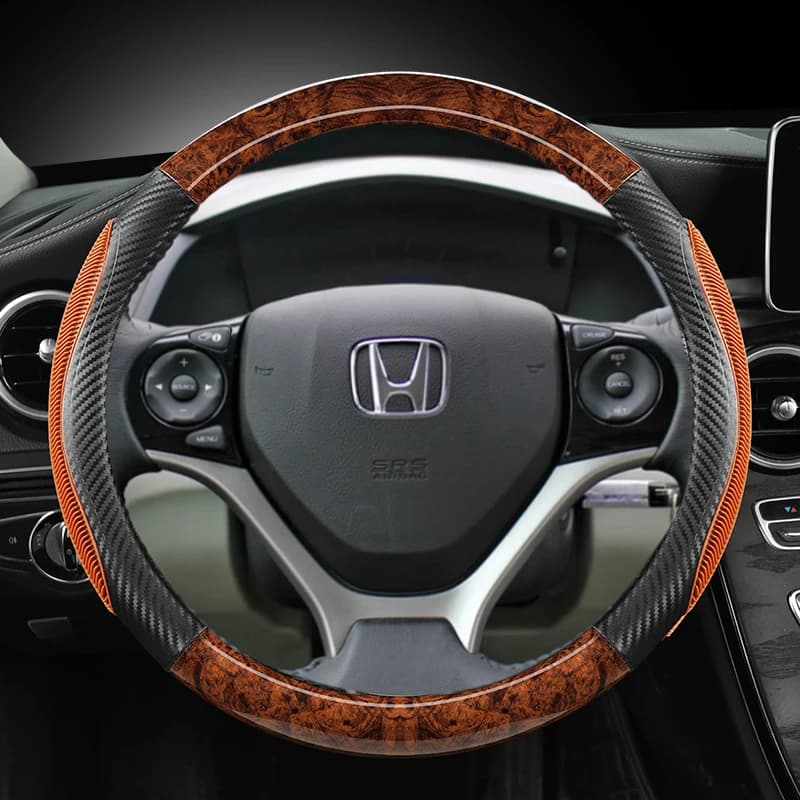 Mahogany Wood Grain Car Steering Wheel Cover For Honda Civic 2004-2014 Insight 2014 Fit Jazz City 2009-2013 Auto Accessories