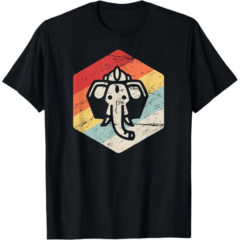 0413 Elephant Om Yoga Ganesha Indian God Ganesh Gift T-Shirt Hindu Mythology print Short Sleeve Graphic clothes All size tops