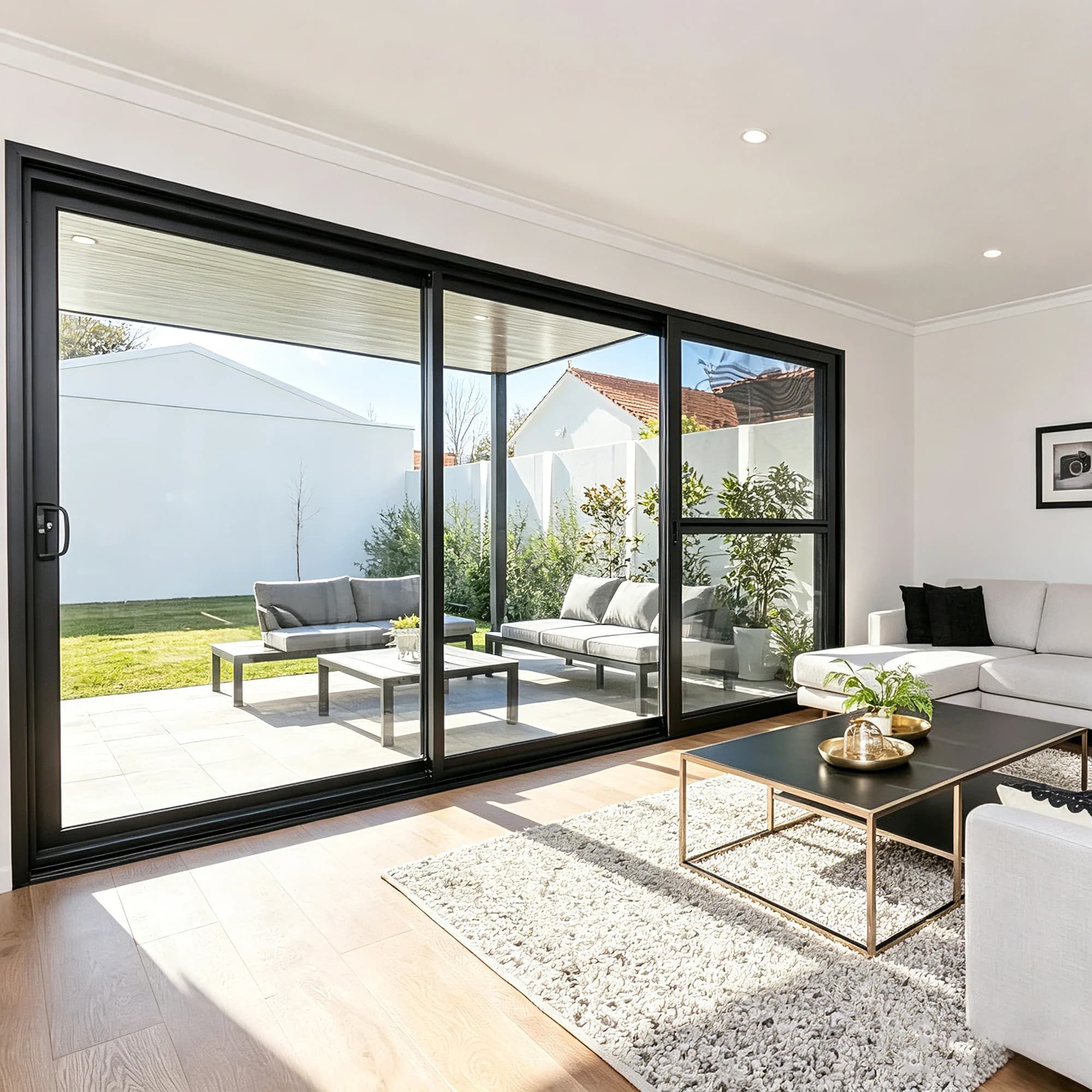 AS2047 Australia Standard Double Glazed Tempered Glass Commercial Windows for Living Room Aluminum Sliding Doors