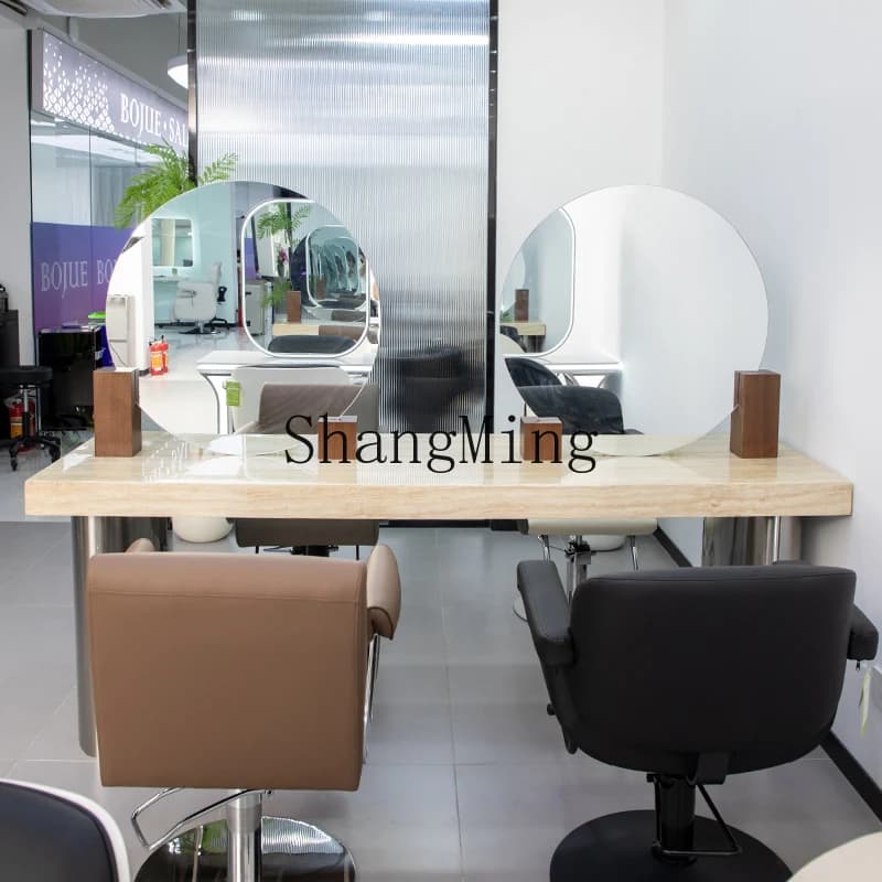 CL new barbershop mirror stand hair salon special double-sided  mirror with cabinet hair cutting and perming table