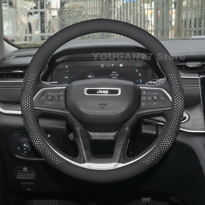Leather Car Steering Wheel Cover For JEEP Grand Cherokee 4XE SVI 2025 JEEP Liberty 2010-2024 Covers For Covers Auto Accessories