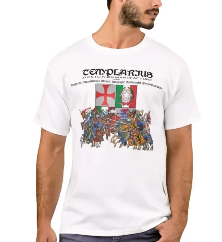 Coats of Arms of The Italian Templar. Medieval Battle Scene T-Shirt. Summer Cotton Short Sleeve O-Neck Mens T Shirt New S-3XL