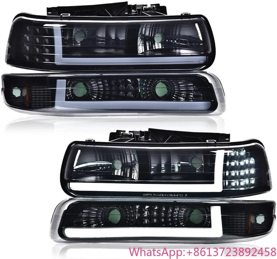 LED DRL Headlights Pair, Fit For Chevy Silverado 1500 2500 1999 2000 2001 2002/Fit Silverado 1500HD 2500HD 3500 2001 2002,GM2521