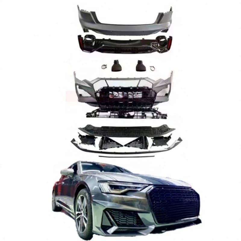 Factory Direct A6 A6L 18-22 Car Body Kit RS6 MTM Version Upgrade with Front Rear Bumper Diffuser Exhaust Pipe Side Skirt